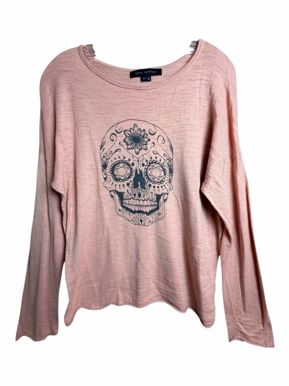 Skull Cashmere Sugar Skull Graphic Cotton Long Sleeve Top Pink XS